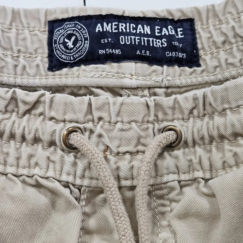 American Eagle Shorts Mens L Beige Cargo Utility Pockets Outdoor Gorpcore Grunge